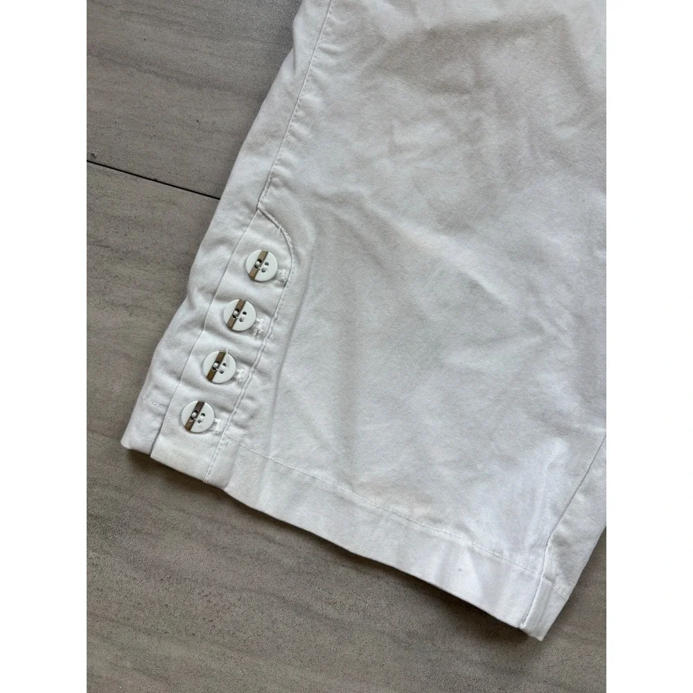 Jamie Sadock Womens White Capri Golf Pants Size 18 Stretch Cropped Button Hem